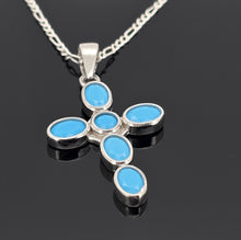 Load image into Gallery viewer, Turquoise Blue Cross Pendant