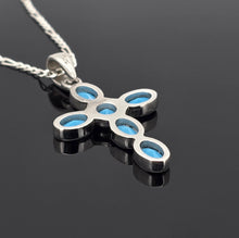 Load image into Gallery viewer, Turquoise Blue Cross Pendant