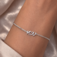 Load image into Gallery viewer, Custom Two-Initial Necklace or Bracelet with Heart – Personalised Gold or Silver Jewellery Gift