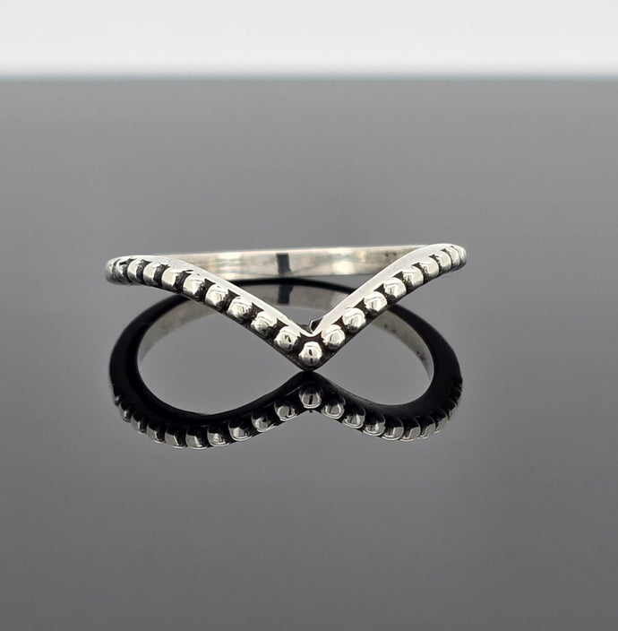 Beaded wishbone Ring